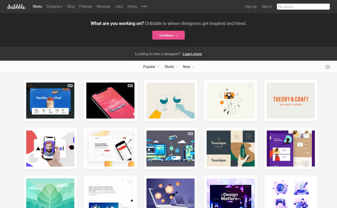 Dribbble design inspiration