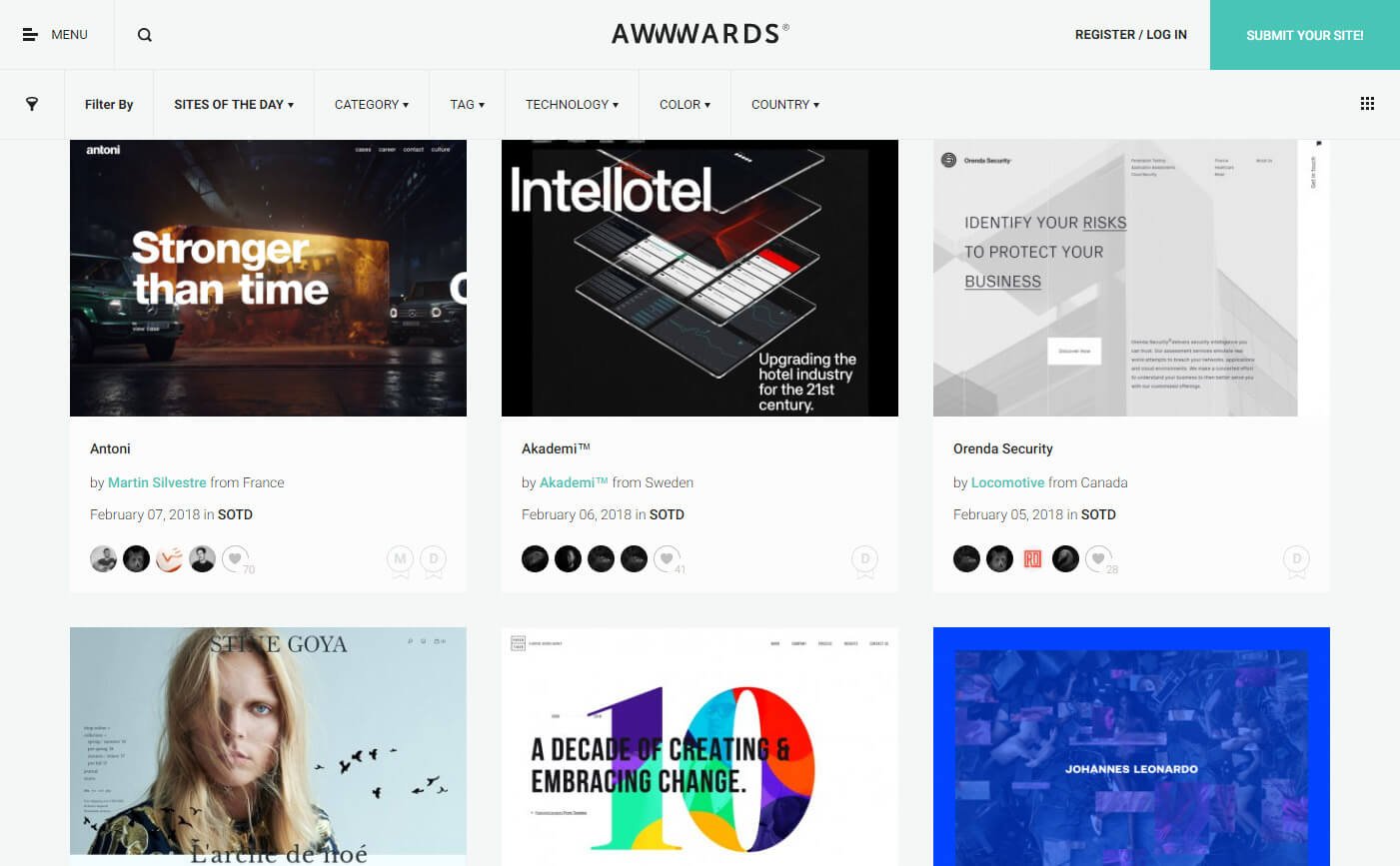 Awwwards inspiration platform